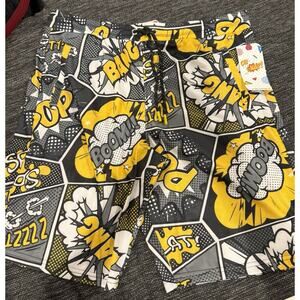 Oh Snap Mens Black Yellow And White Printed Shorts Size Large